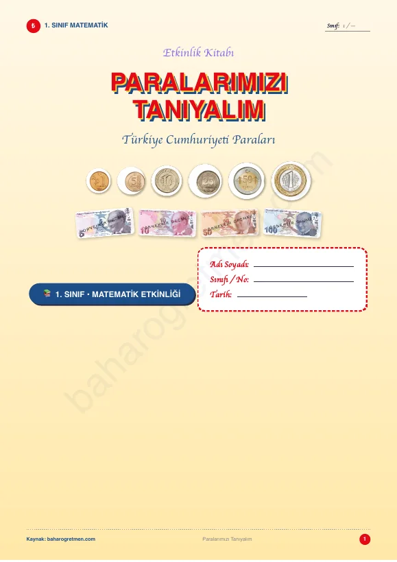 Paralarımızı Tanıyalım - Türk Lirası Etkinlik Kitabı